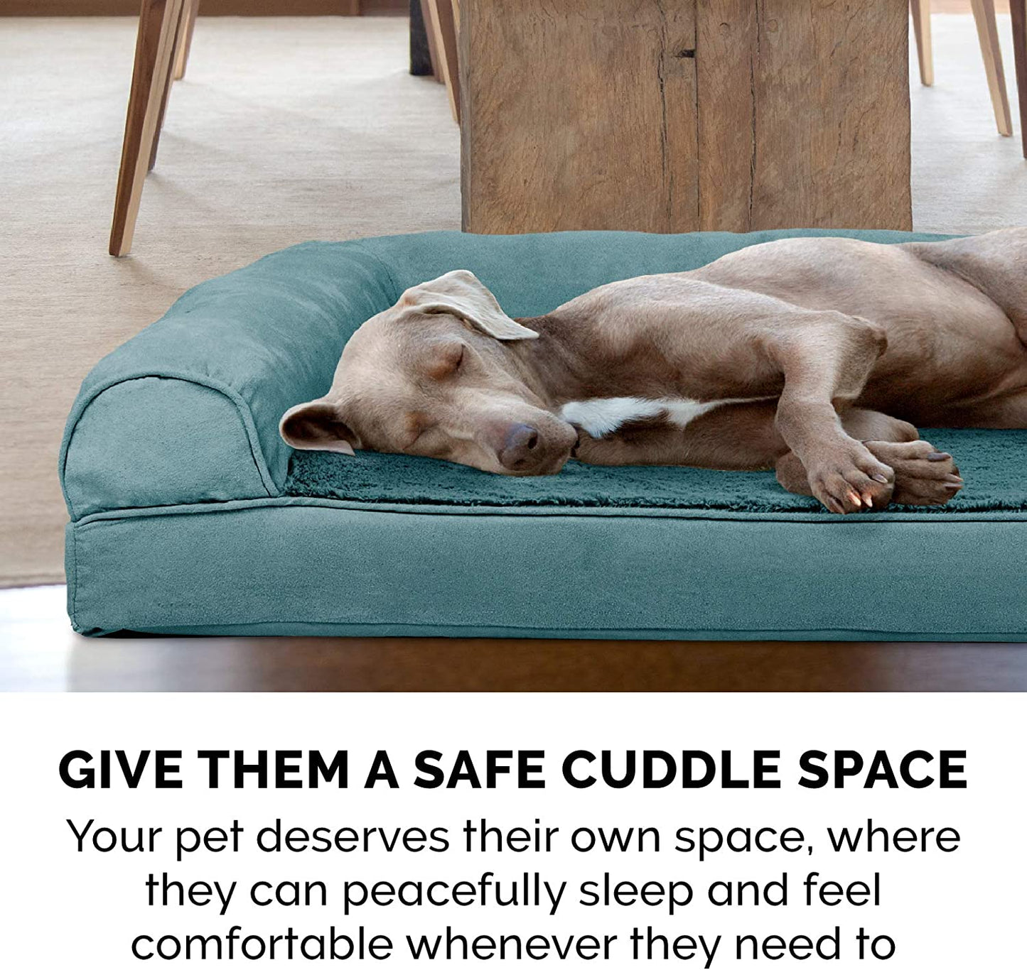 Cooling Gel Dog Bed for Large Dogs W/ Removable Bolsters & Washable Cover, for Dogs up to 95 Lbs - Plush & Suede Sofa - Deep Pool, Jumbo/Xl