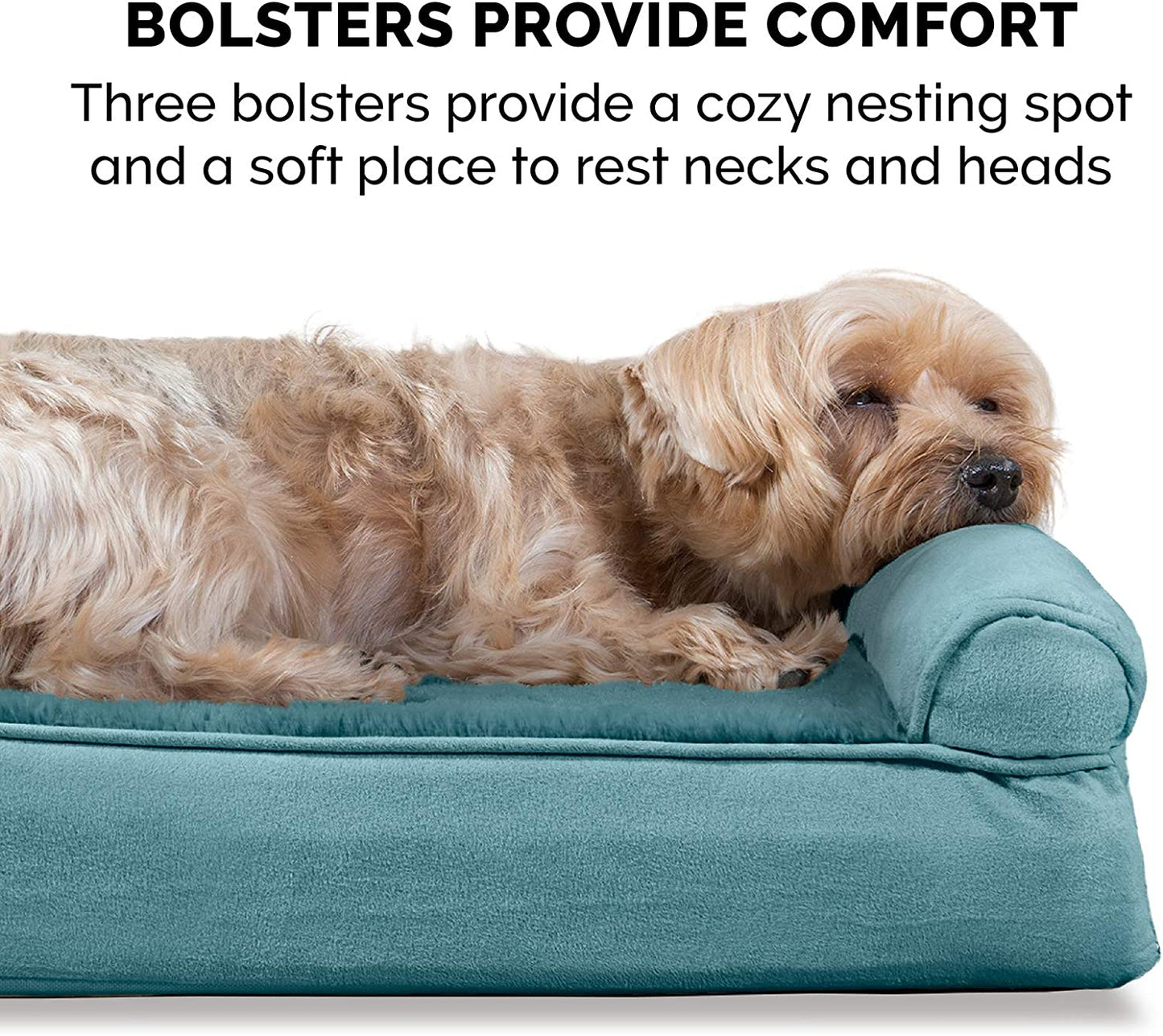 Cooling Gel Dog Bed for Large Dogs W/ Removable Bolsters & Washable Cover, for Dogs up to 95 Lbs - Plush & Suede Sofa - Deep Pool, Jumbo/Xl